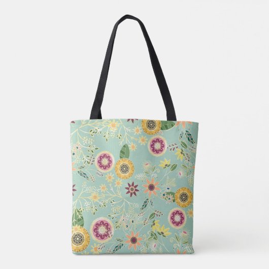 キュイカラフルフォークフローラオリジナルゴールデンデザイン トートバッグ (裏面)