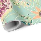 キュイカラフルフォークフローラオリジナルゴールデンデザイン ラッピングペーパー (ロールコーナー)