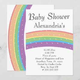 キュイカラフルレインボー男女兼用ベビー 招待状