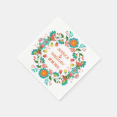 キュイカラフルーカラフルレトロフローラリース スタンダードカクテルナプキン (角)