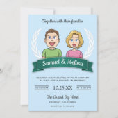 キュイクールモダンー漫画カップル結婚式招待状 招待状 (正面)