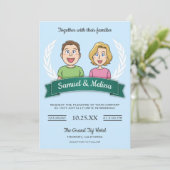 キュイクールモダンー漫画カップル結婚式招待状 招待状 (スタンド正面)