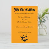 キュイクールー飛んでいるこうもりハロウィーンオレンジ招待状 招待状 (スタンド正面)