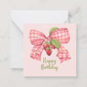 キュイスタイリッシュカラフルピンクボウハッピーバースデー ノートカード (正面)