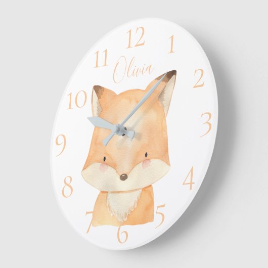 キュイパーソナライズされたウウォーターベビーキツネパーソナライズされた ラージ壁時計 (傾斜)