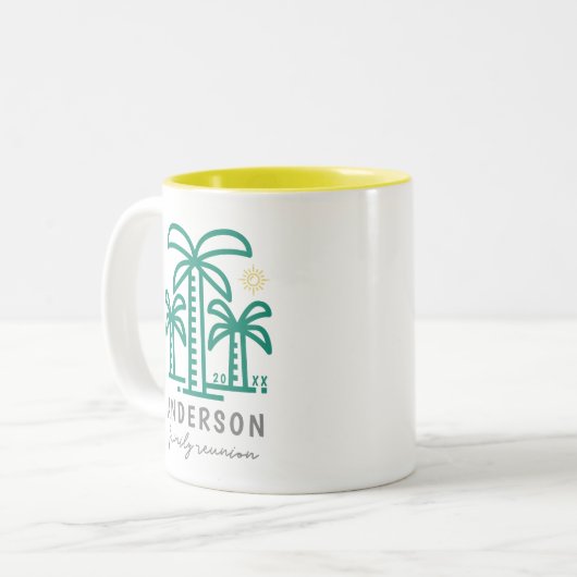 キュイパーソナライズされたビーチファミリー懇親会 ツートーンマグカップ (正面左)