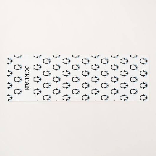 キュイパーソナライズされたモダン白黒ペンギン ヨガマット (裏面(横))