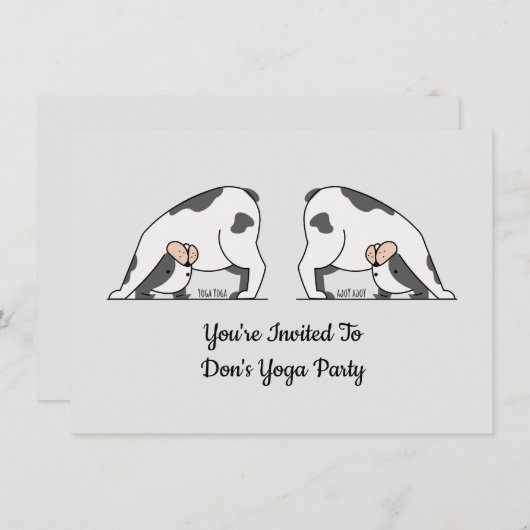 キュイパーソナライズされたヨガドッグテーマ招待状 招待状 (正面/裏面)
