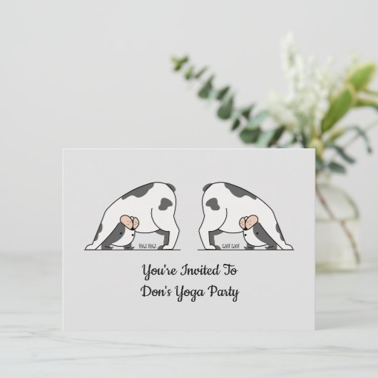 キュイパーソナライズされたヨガドッグテーマ招待状 招待状 (スタンド正面)