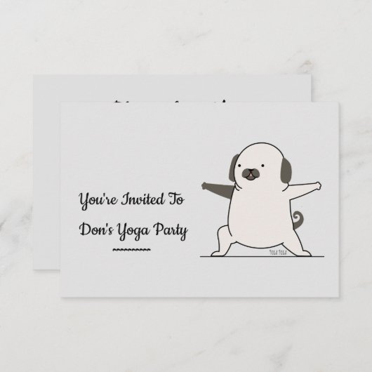 キュイパーソナライズされたヨガドッグテーマ招待状 招待状 (正面/裏面)