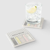 キュイパーソナライズされたレトロラカラフルマスガール ストーンコースター (横)