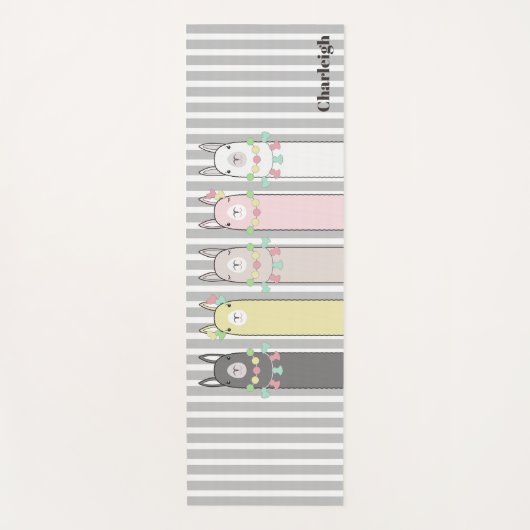 キュイパーソナライズされたレトロラカラフルマスガール ヨガマット (正面)