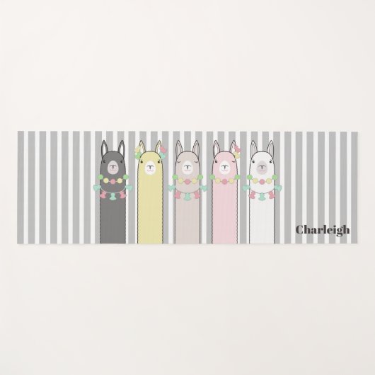 キュイパーソナライズされたレトロラカラフルマスガール ヨガマット (正面(横))