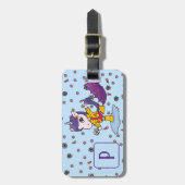 キュイパーソナライズされた&シンプルブルーユニコーンフローラ ラゲッジタグ (正面縦)