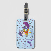 キュイパーソナライズされた&シンプルブルーユニコーンフローラ ラゲッジタグ (正面縦)