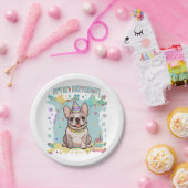 キュイフランスのブルドッグパステル私の誕生日 ペーパープレート (パーティー)