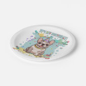 キュイフランスのブルドッグパステル私の誕生日 ペーパープレート (アングル)