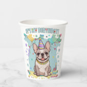 キュイフランスのブルドッグパステル私の誕生日 紙コップ (正面)