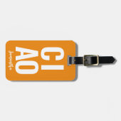 キュイモダンおもしろいチはっきりしたャオネオンオレンジ ラゲッジタグ (正面横)