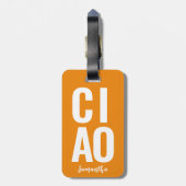 キュイモダンおもしろいチはっきりしたャオネオンオレンジ ラゲッジタグ (裏面縦)