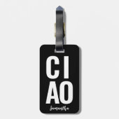 キュイモダンはっきりしたおもしろいチャオ黒白 ラゲッジタグ (裏面縦)