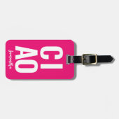 キュイモダンはっきりしたおもしろいチャオ・ネオン・ピンク ラゲッジタグ (正面横)