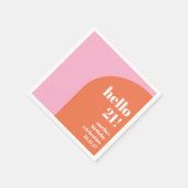 キュイモダンはっきりしたピンクオレンジ21歳のバースデーカスタム スタンダードカクテルナプキン (角)