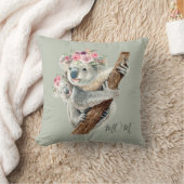 キュイモダンウォーター色フローラコアラパーソナライズされた クッション (ブランケット)