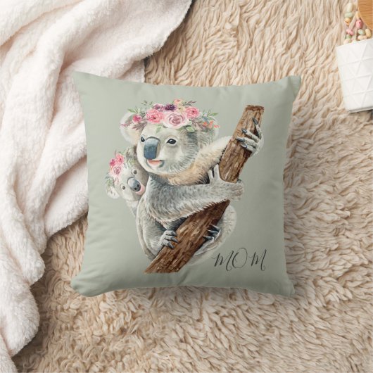 キュイモダンウォーター色フローラコアラパーソナライズされた クッション (ブランケット)