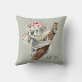 キュイモダンウォーター色フローラコアラパーソナライズされた クッション (裏面)