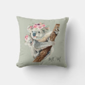 キュイモダンウォーター色フローラコアラパーソナライズされた クッション (正面)