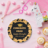 キュイモダンクラシックなブラック&イエロー卒業 ペーパープレート (パーティー)