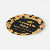 キュイモダンクラシックなブラック&イエロー卒業 ペーパープレート (アングル)