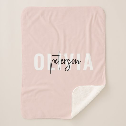 キュイモダンパーソナライズされたパステルピンク シェルパブランケット (正面)