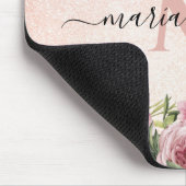 キュイモダンピガーリーンクグリッターバラ金ゴールドフローラ マウスパッド (コーナー)