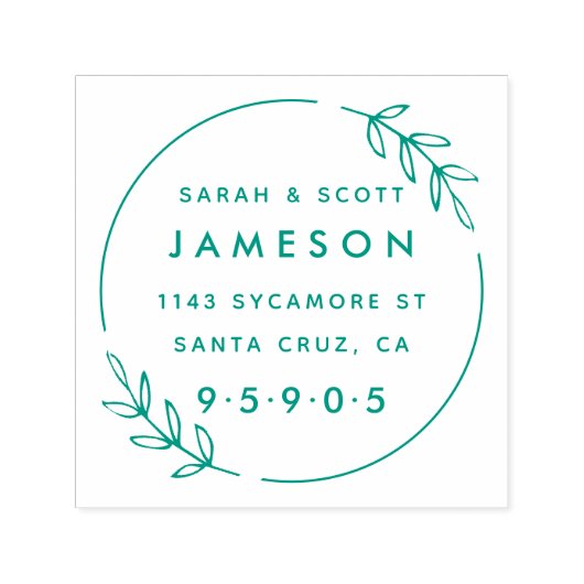 キュイモダンリース結婚したカップル差出人住所 セルフインキングスタンプ (デザイン)