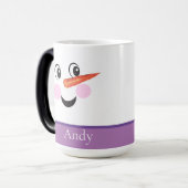 キュイモダンーカスタム雪だるま顔パープルスカーフ モーフィングマグカップ (正面左)