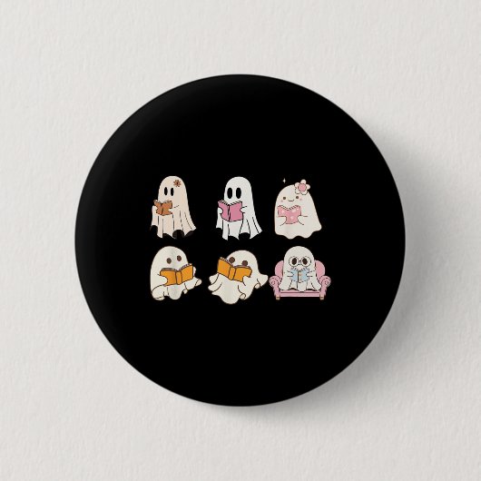 キュイ不気味ズ読ブックハロウィーン秋幽霊アウトゥ 缶バッジ (正面)