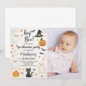 キュイ不気味ーな1歳の誕生日招待状 | ヘイ・ブー・ホール 招待状 (正面/裏面)