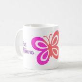 キュイ最高の先生引用文パーソナライズされた蝶 コーヒーマグカップ (正面左)