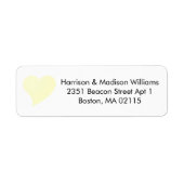 キュイ淡い色のイエローハートカスタム差出人住所 ラベル (正面)