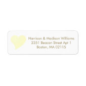 キュイ淡い色のイエローハートカスタム差出人住所 ラベル (正面)