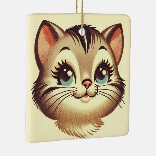 キュイ熱狂するミッドコンテンポラリーセンチュリースタイル子猫 セラミックオーナメント (右)