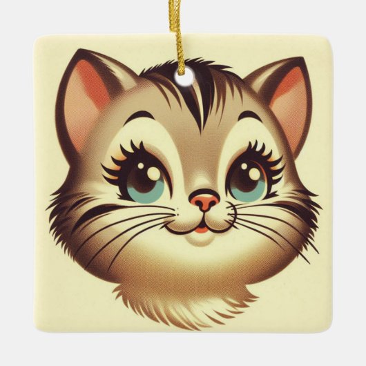 キュイ熱狂するミッドコンテンポラリーセンチュリースタイル子猫 セラミックオーナメント (正面)