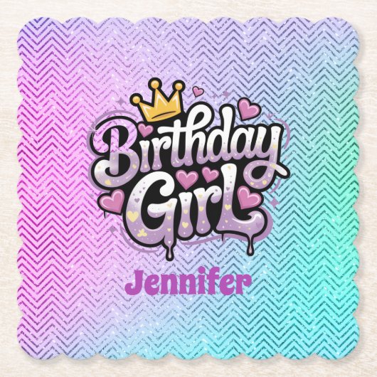 キュイ王室の誕生日ガールパーティー紙コースター ペーパーコースター (正面)