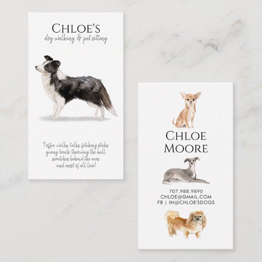 キュイ縁どコリーペットシッタードッグウォーカー 名刺 (正面/裏面)