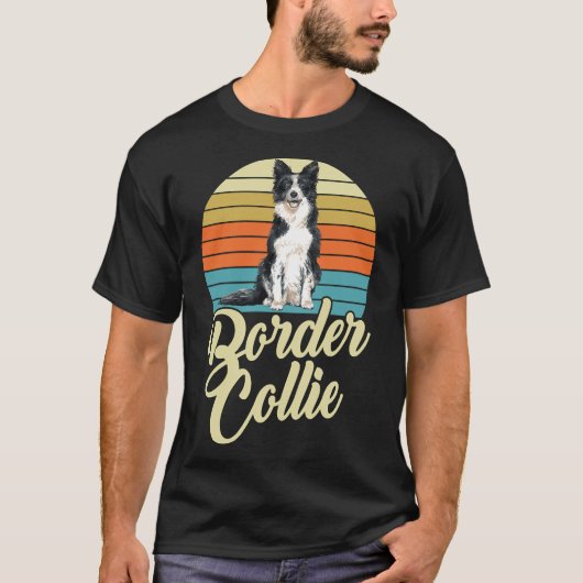 キュイ縁どコリー犬ヴィンテージレトロ Tシャツ (正面)