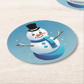 キュイ霜の降りた雪だるまイラストレーション紙コースター ラウンドペーパーコースター (アングル)