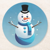 キュイ霜の降りた雪だるまイラストレーション紙コースター ラウンドペーパーコースター (正面)