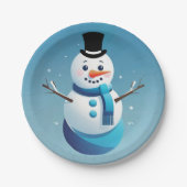 キュイ霜の降りた雪だるまイラストレーション紙プレート ペーパープレート (正面)
